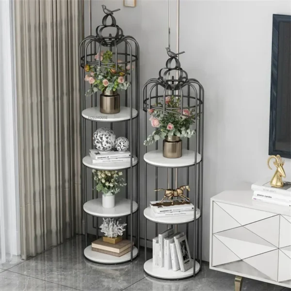 Nordic Metal Bird Cage Shaped Rack Multi Layer Storage Shelves Gold Decor For Home Balcony Decoration Indoor Iron Flower Stand - Image 5
