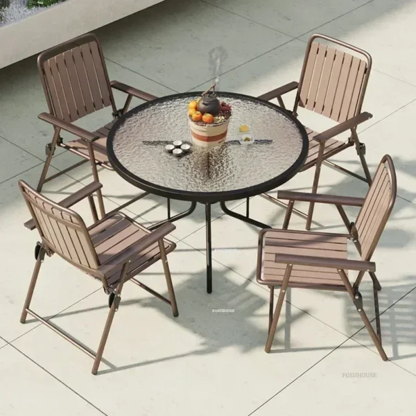 Open-air Balcony Patio Outdoor Furniture Sets Outdoor Foldable Table and Chair Garden Furniture Sets Leisure Coffee Table Chair