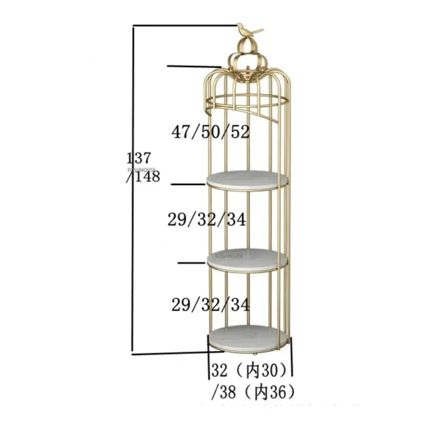 Nordic Metal Bird Cage Shaped Rack Multi Layer Storage Shelves Gold Decor For Home Balcony Decoration Indoor Iron Flower Stand - Image 6