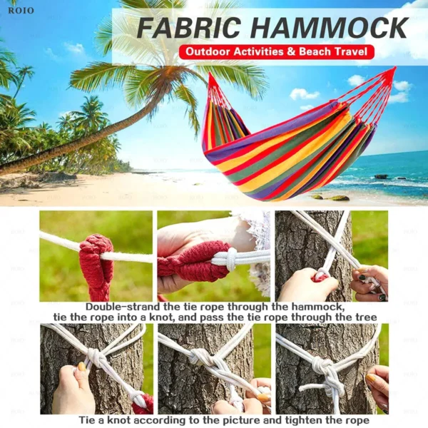 Camping Hammock Thickened Durable Fabric Canvas Single Hammocks Travel Swing Chair Hanging Bed Double Outdoor Hammock with Bag - Image 3