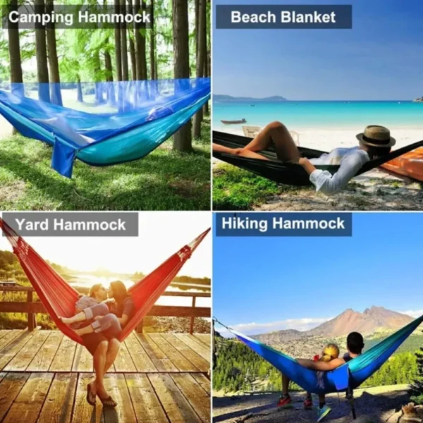 Outdoor Camping Hammock With Mosquito Net Lightweight Hanging Hammocks High Strength Parachute Fabric Hanging Bed Net 250x120cm - Image 4