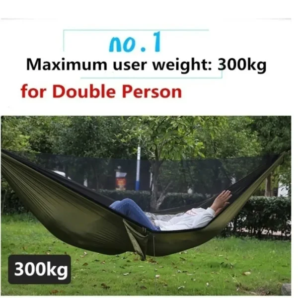 Outdoor Camping Hammock With Mosquito Net Lightweight Hanging Hammocks High Strength Parachute Fabric Hanging Bed Net 250x120cm - Image 5