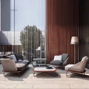 Nordic Designer Patio Furniture Leisure Rattan Garden Sofa Villa Courtyard Garden Terrace Waterproof Sofa Chairs Combination