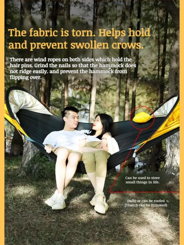 Outdoor Camping Hammock 2 Person Nylon Anti-mosquito Insect Sun Shade Tent Portable Sleeping Mosquito Net Hammock Camping Set - Image 3