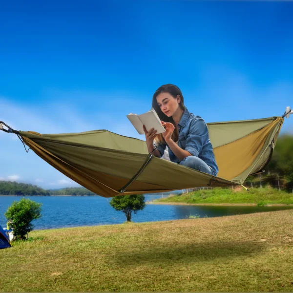 Camping Hammock, Portable Camping Hammock, Anti-mosquito and Anti-Sun Camping Hammock - Image 2