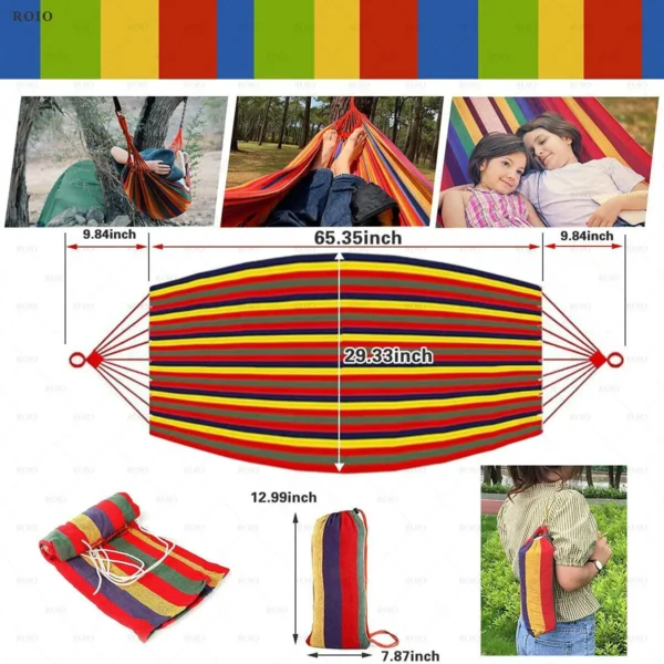 Camping Hammock Thickened Durable Fabric Canvas Single Hammocks Travel Swing Chair Hanging Bed Double Outdoor Hammock with Bag - Image 6