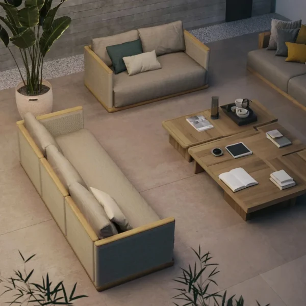 Modern Minimalist Home Furniture Wood Garden Sofa Set Outdoor Patio Furniture Teak Sofa and Coffee Table Set - Image 5