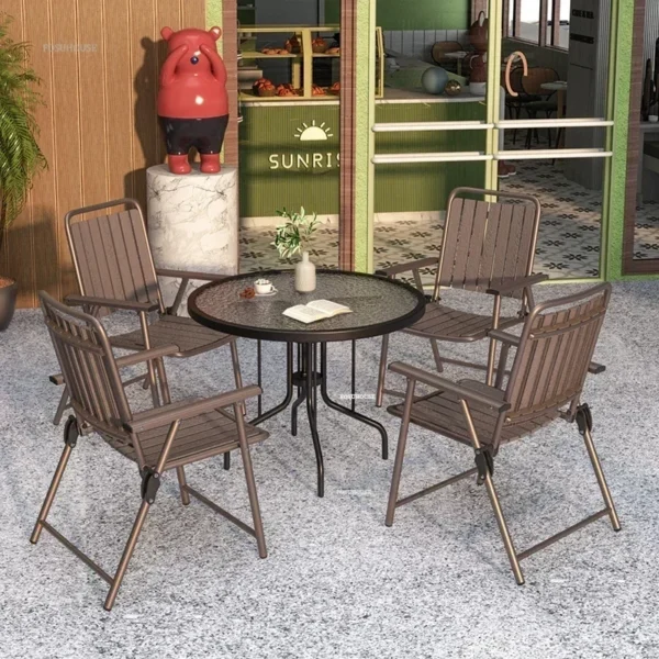 Open-air Balcony Patio Outdoor Furniture Sets Outdoor Foldable Table and Chair Garden Furniture Sets Leisure Coffee Table Chair - Image 2
