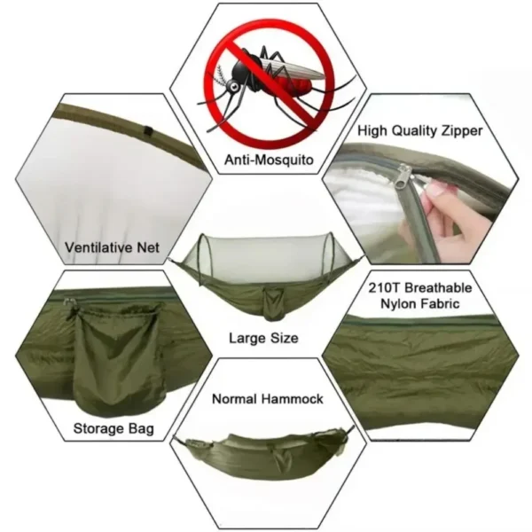 Camping Hammock with Mosquito Net Sleeping Tent Hammock Suitable Camping Hammock Outdoor Furniture for Garden - Image 5