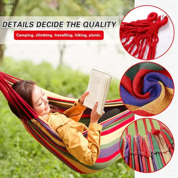 Camping Hammock Thickened Durable Fabric Canvas Single Hammocks Travel Swing Chair Hanging Bed Double Outdoor Hammock with Bag - Image 4