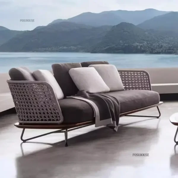 Nordic Designer Patio Furniture Leisure Rattan Garden Sofa Villa Courtyard Garden Terrace Waterproof Sofa Chairs Combination - Image 2