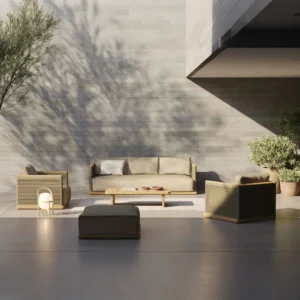 Modern Minimalist Home Furniture Wood Garden Sofa Set Outdoor Patio Furniture Teak Sofa and Coffee Table Set