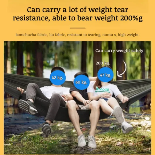 Outdoor Camping Hammock 2 Person Nylon Anti-mosquito Insect Sun Shade Tent Portable Sleeping Mosquito Net Hammock Camping Set - Image 5