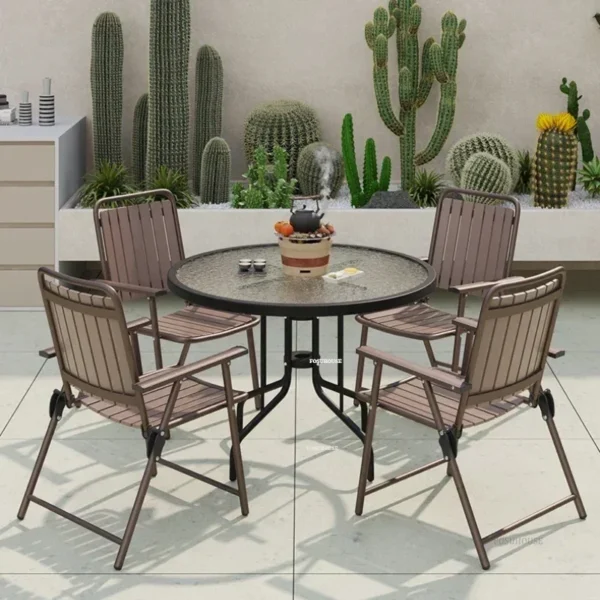 Open-air Balcony Patio Outdoor Furniture Sets Outdoor Foldable Table and Chair Garden Furniture Sets Leisure Coffee Table Chair - Image 3