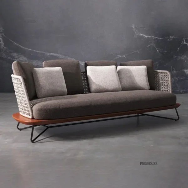 Nordic Designer Patio Furniture Leisure Rattan Garden Sofa Villa Courtyard Garden Terrace Waterproof Sofa Chairs Combination - Image 3