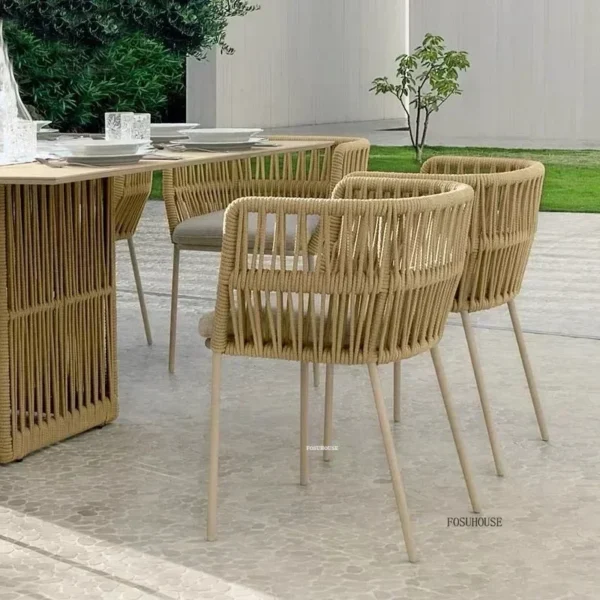 Nordic Garden Furniture Sets Simple Outdoor Rope Table and Chair Set Courtyard Terrace Villa Waterproof Sunscreen ChairN - Image 2